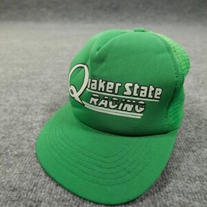 Vintage Quaker State Racing Hat Cap Snap Back Trucker Mesh Advertising Motor Oil